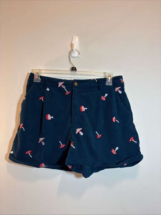 Cider Pants - Cider Navy Corduroy Shorts with Red & White Mushroom Embroidery
